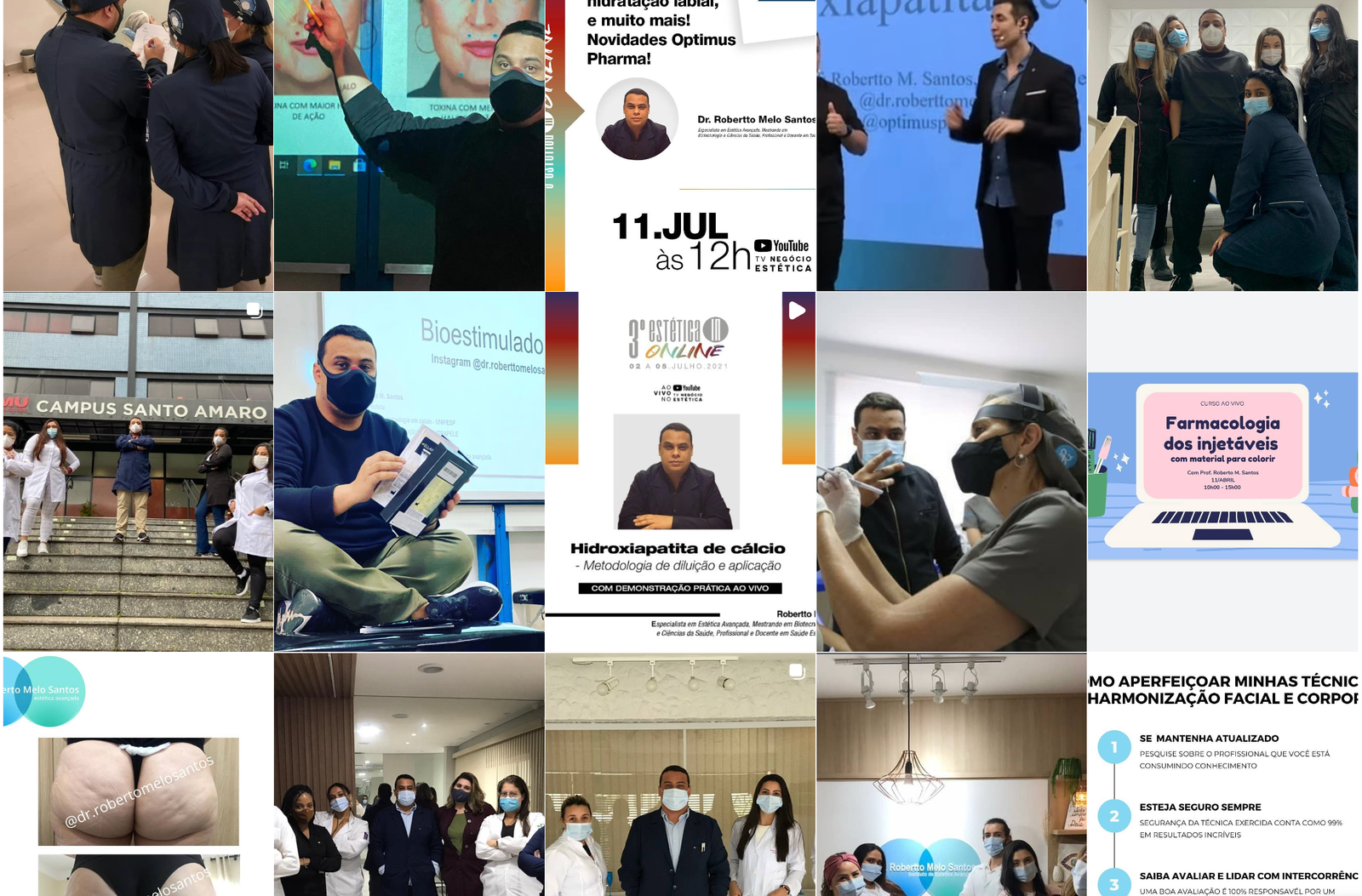 Antes: feed com artes genéricas e fotos de contextos distintos